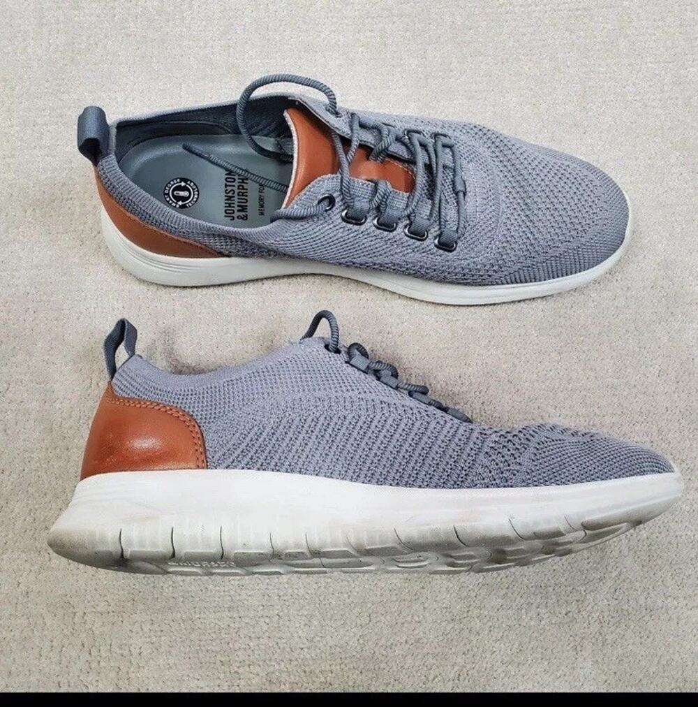 Johnston & Murphy Amherst Knit‎ Sneakers - Men's 8.5 Gray Memory Foam Shoes